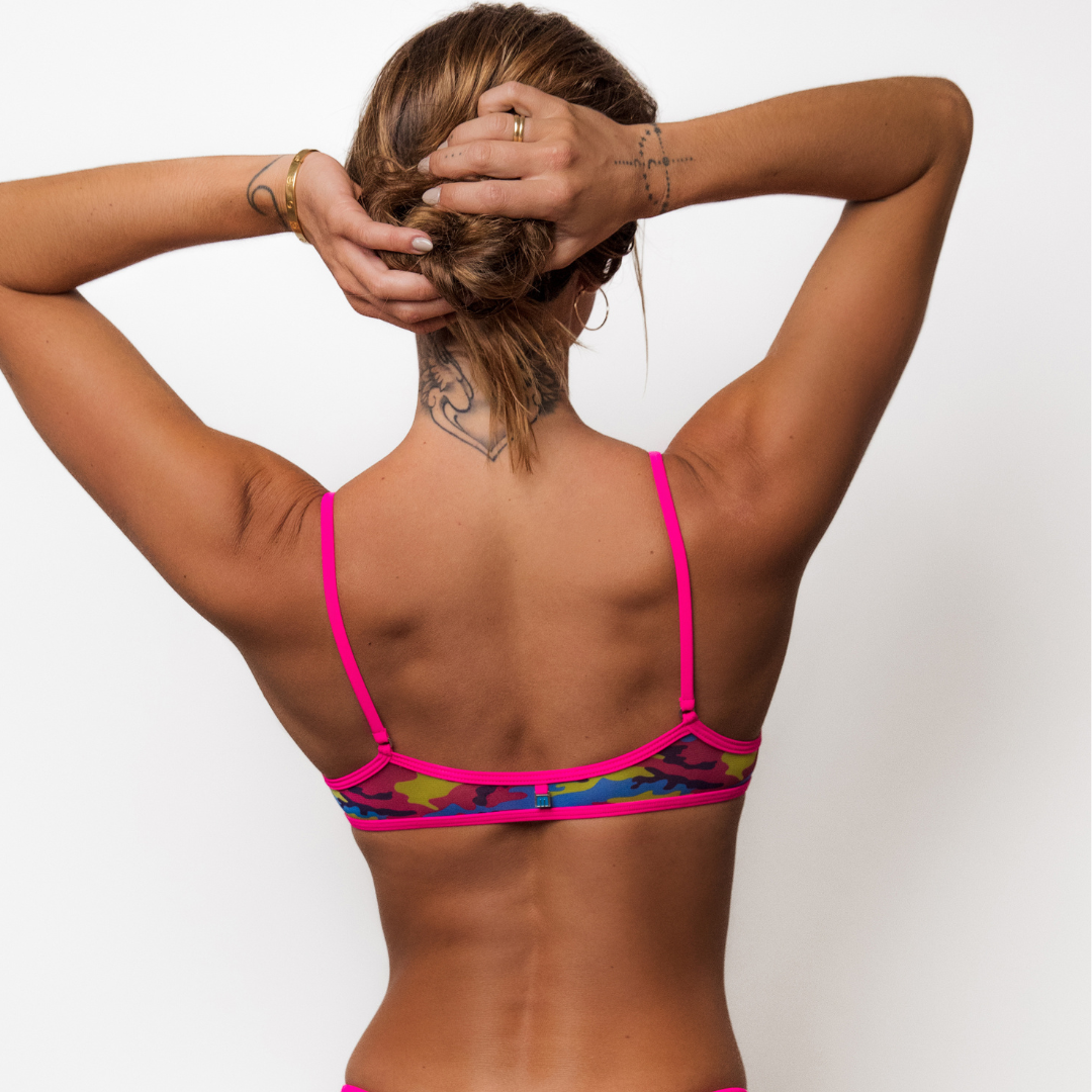Camo Kiss 3065 Crop Bikini Top Camo Pink Large